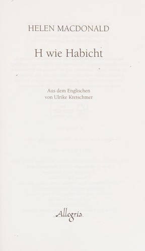 Helen Macdonald: H wie Habicht (German language, 2015, Allegria)